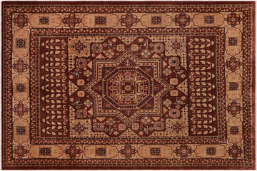 handmade Geometric Kafkaz Chobi Ziegler Brown Tan Hand Knotted RECTANGLE 100% WOOL area rug 8 x 10